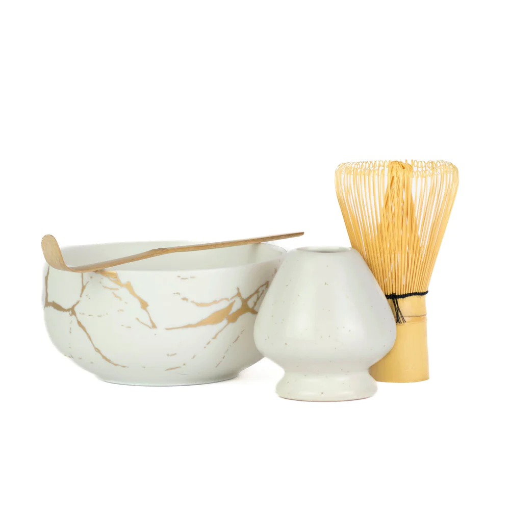 White Kintsugi Matcha Set